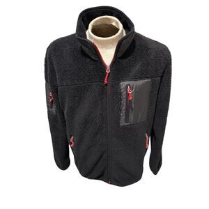 Hawke & Co Burkman Bros Sherpa Fleece Jacket Black Zip Pockets Men’s M